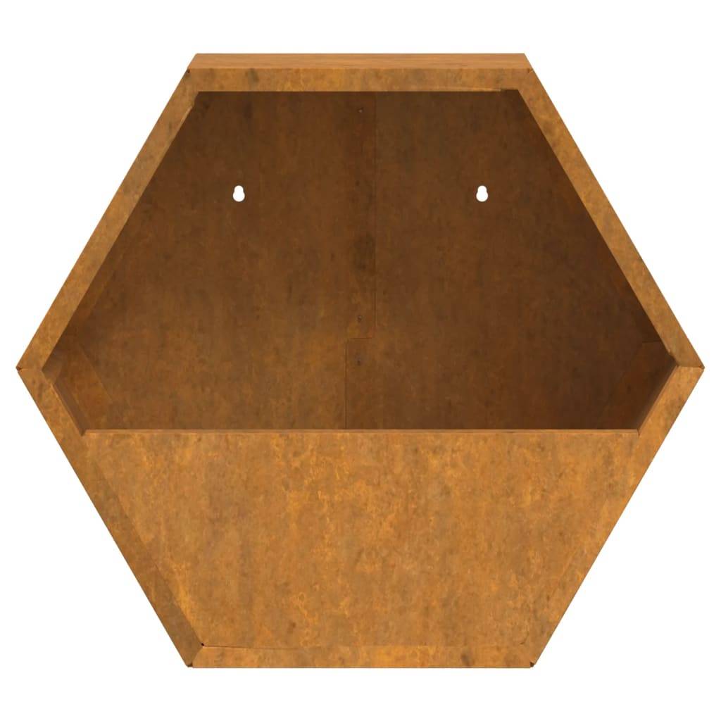 Lot de 2 Jardinières murales, Bac à fleurs, Pot de fleurs Rouillé acier corten Couleur évolue 30x10x25 cm - Image 6