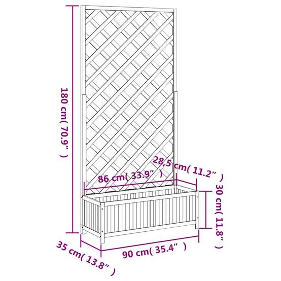Vidaxl - Jardinière avec treillis marron 90x35x180 cm bois massif de sapin vidaXL 365479 - Image 3