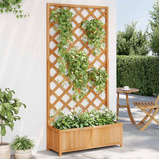 Vidaxl - Jardinière avec treillis marron 90x35x180 cm bois massif de sapin vidaXL 365479 - Image 1