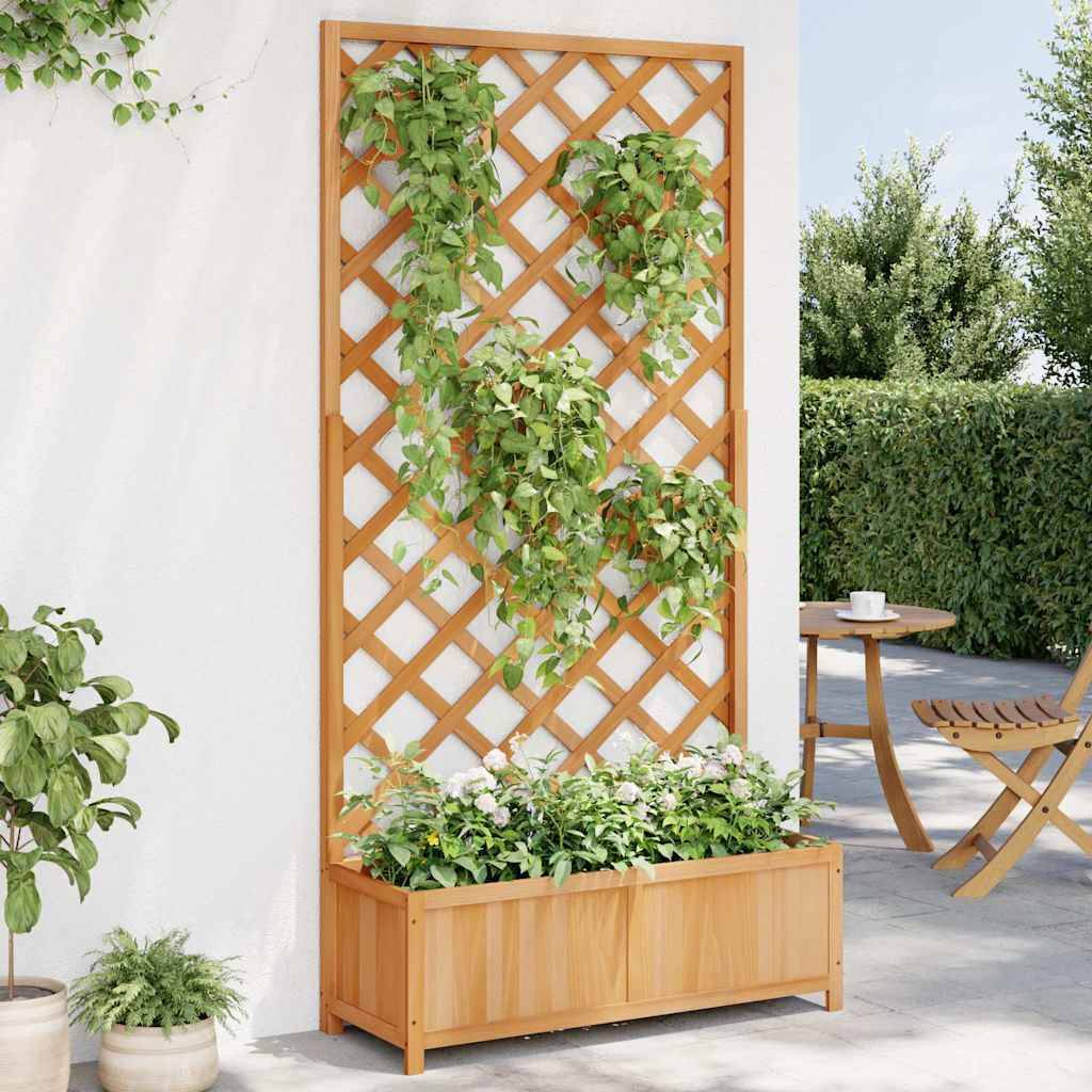 Vidaxl - Jardinière avec treillis marron 90x35x180 cm bois massif de sapin vidaXL 365479 - Image 1