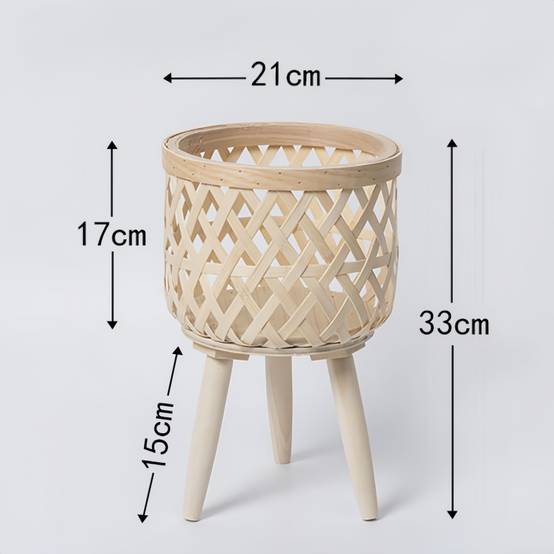 pot à fleurs- pour pots en bambou tissé - Pieds en bois réglables - Décoration intérieur/extérieur - Living123 - Image 6