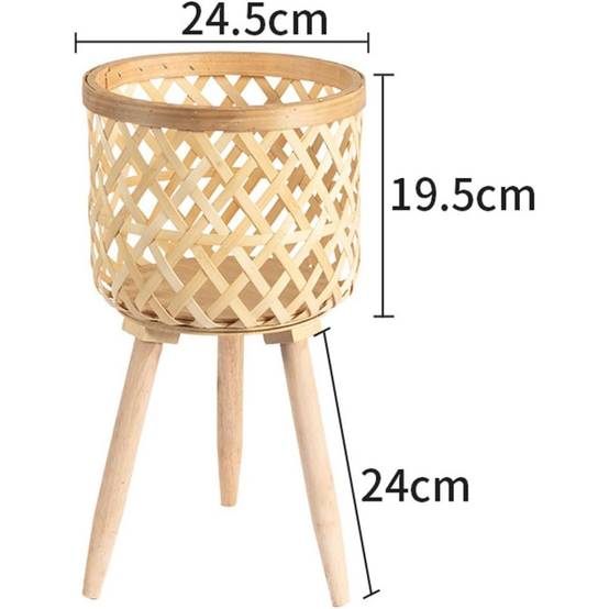 pot à fleurs- pour pots en bambou tissé - Pieds en bois réglables - Décoration intérieur/extérieur - Living123 - Image 3