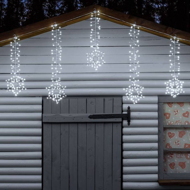 Lotti - Guirlande stalactites 8 flocons de neige 3m H80cm 728 microLED blanc froid scintillant Lotti - Image 4