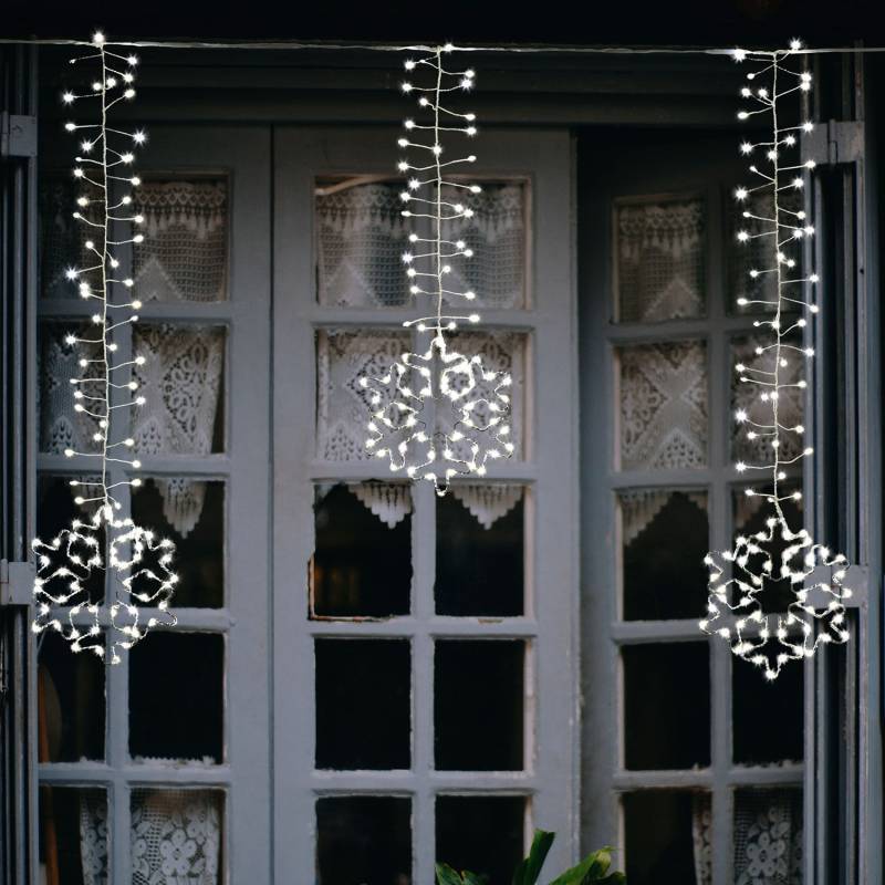 Lotti - Guirlande stalactites 8 flocons de neige 3m H80cm 728 microLED blanc froid scintillant Lotti - Image 6