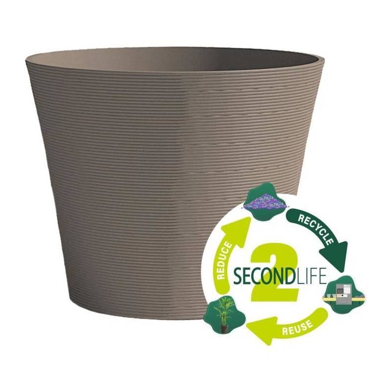 Garden ID - Pot De Fleurs - Garden Id - Green Care Sense Taupe - 40 X 34 Cm - Garantie De 10 Ans - 100% Recyclé - Résistance Uv Et Gel - Image 2