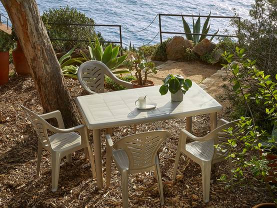 Table rectangulaire recyclée extérieur 140x90 sable du désert OLOT garbar - Image 4