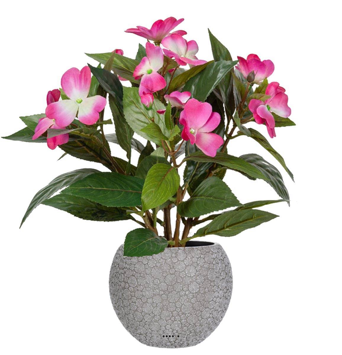 Artificielles - Grande Violette Africaine artificielle en pot, H 30 cm Rose - couleur: Rose - Image 2