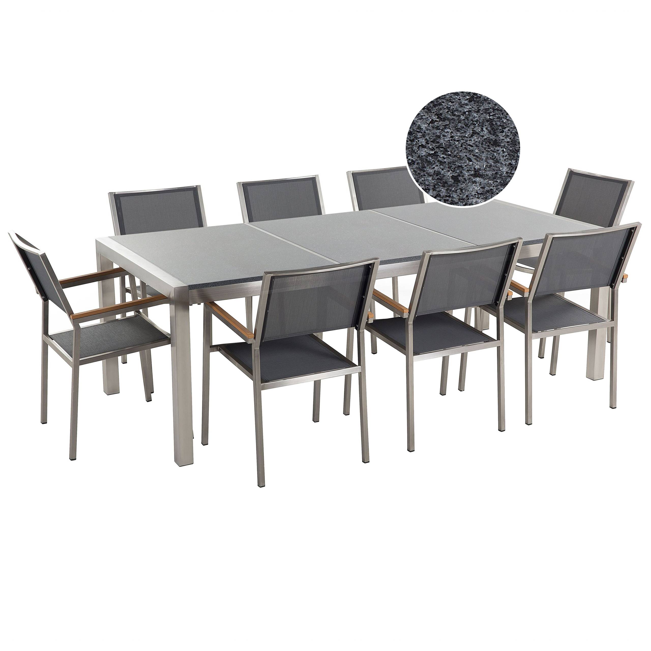 Beliani - Set de salle à manger, 8 Personnes Granit Gris GROSSETO - Beliani - Image 2