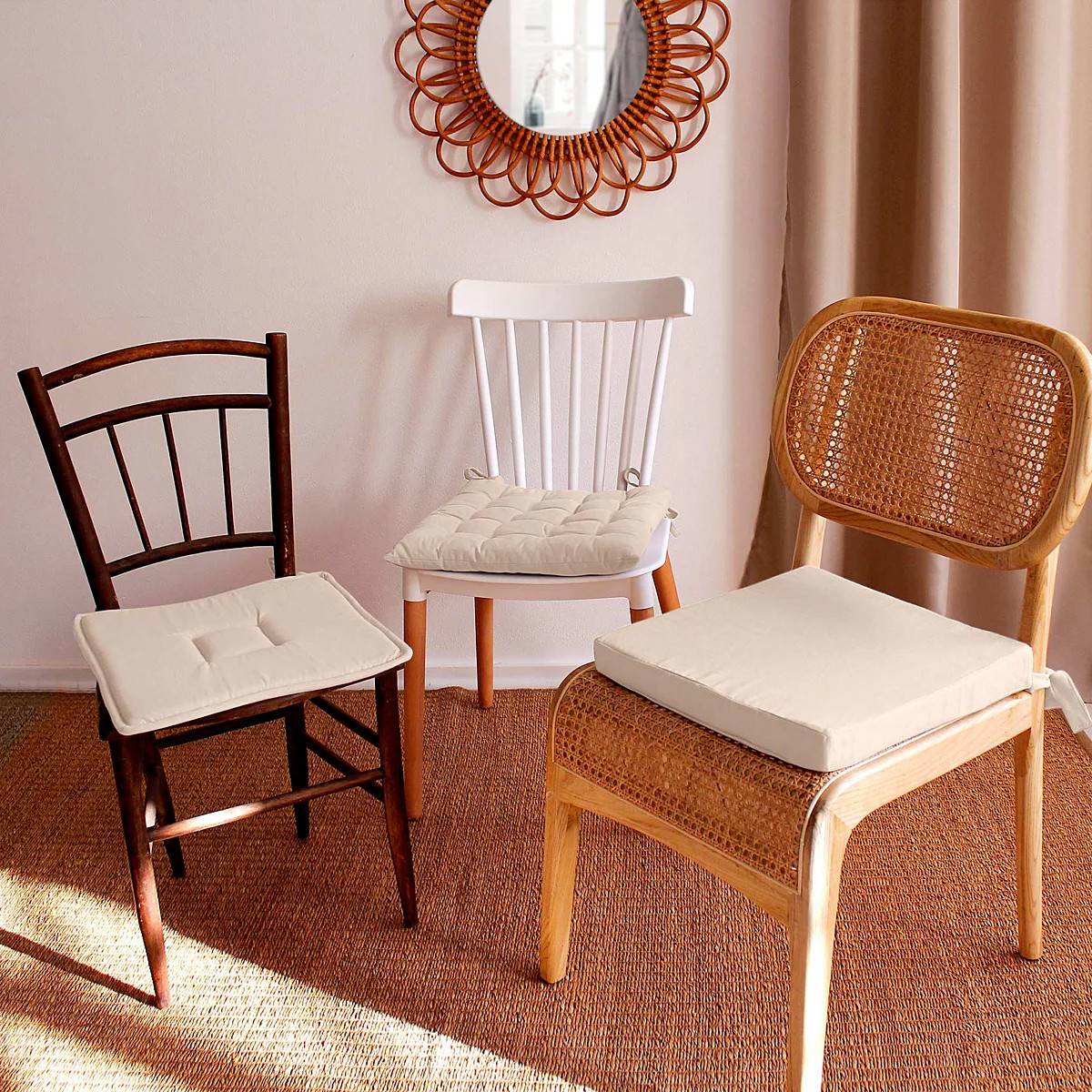 Enjoy Home - Galette de chaise uni effet Bachette - 40 x 40 cm - Enjoy Home - Image 2