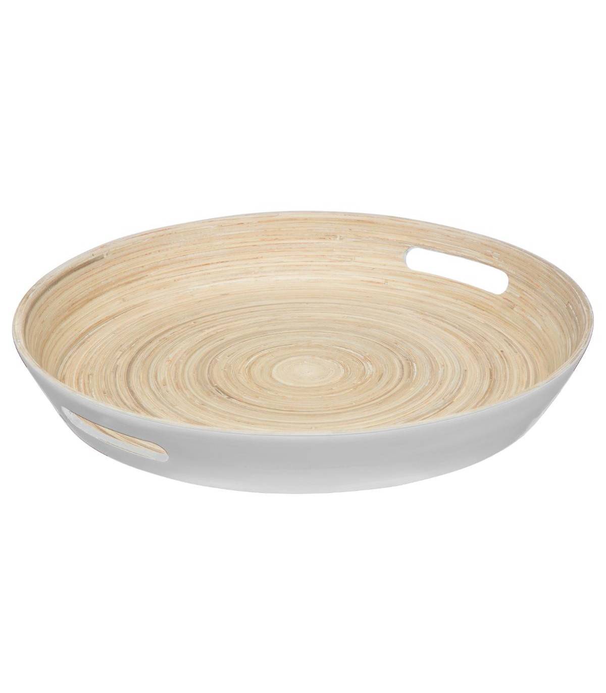 Plateau en Bambou D 42 cm Blanc - Image 1