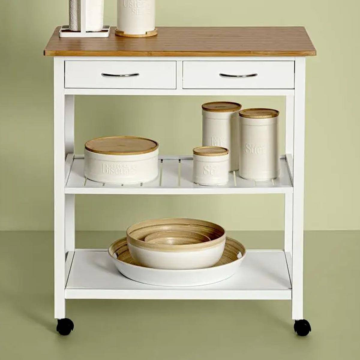 Plateau en Bambou D 42 cm Blanc - Image 4