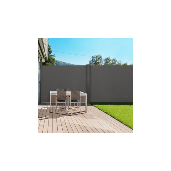 Paravent extérieur rétractable double 160 x 800 CM gris anthracite store latéral - Image 1