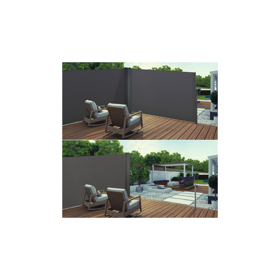 Paravent extérieur rétractable double 160 x 800 CM gris anthracite store latéral - Image 3