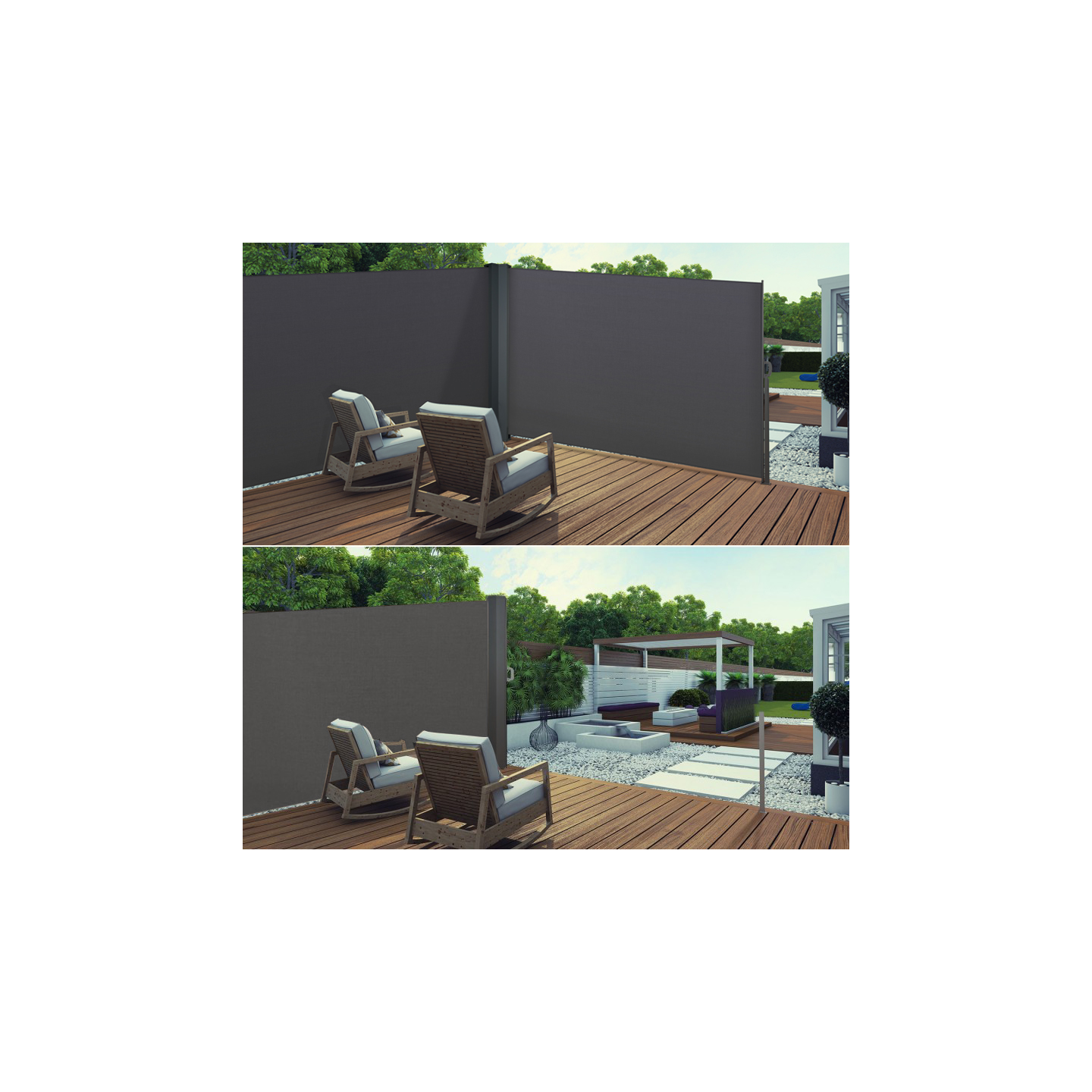 Paravent extérieur rétractable double 160 x 800 CM gris anthracite store latéral - Image 3