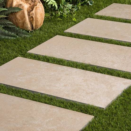 Sans Marque - Pas japonais Rectangle Grès cérame effet Pierre Beige Brescia 80x40x2 cm (à l'unité) - RO'MA NATURE - Image 1