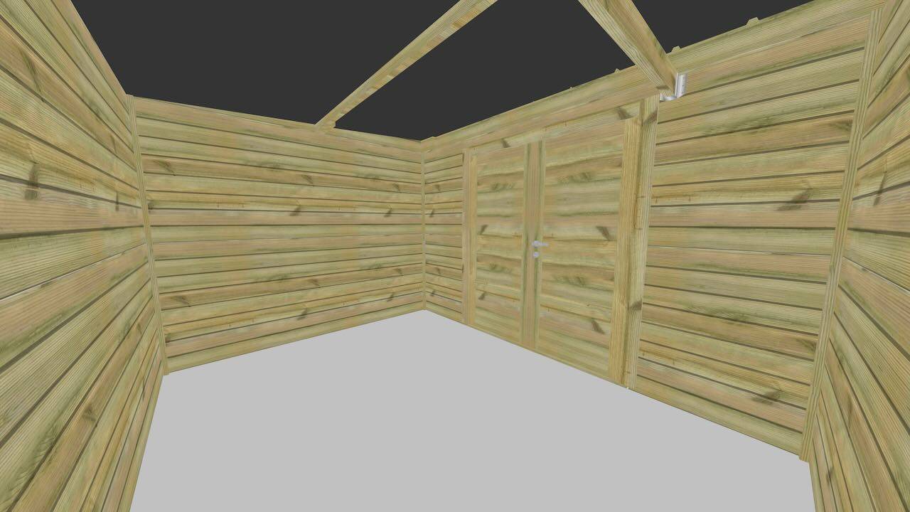 Abri Français - ABRI DE JARDIN bois autoclave 27mm - 4,44x2,64m / 12m2 - Bac acier - Abri Français - Image 5