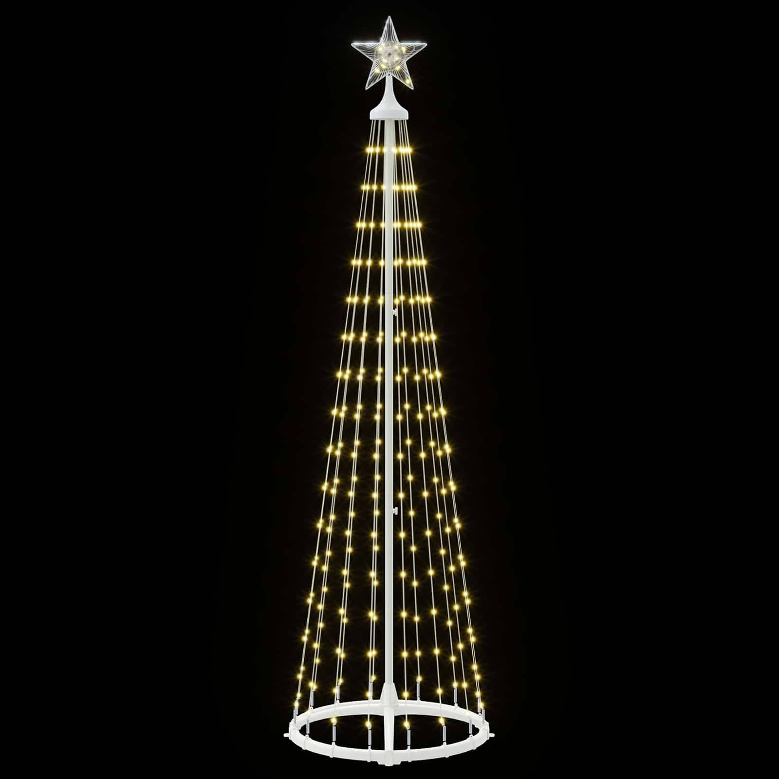 Vidaxl - Sapin cône lumineux LED 180 cm 250 LED Blanc chaud Acier Blanc vidaXL 42050798 - Image 5