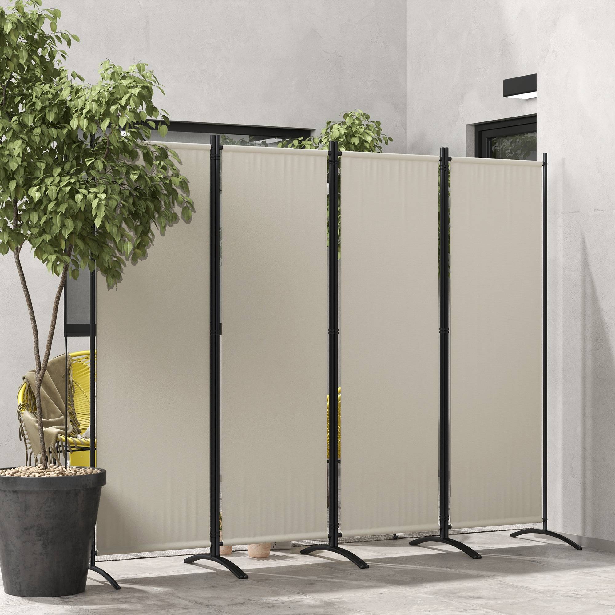Paravent de jardin métal polyester crème 221 x 50 x 172 cm - PANGIVO - Image 4