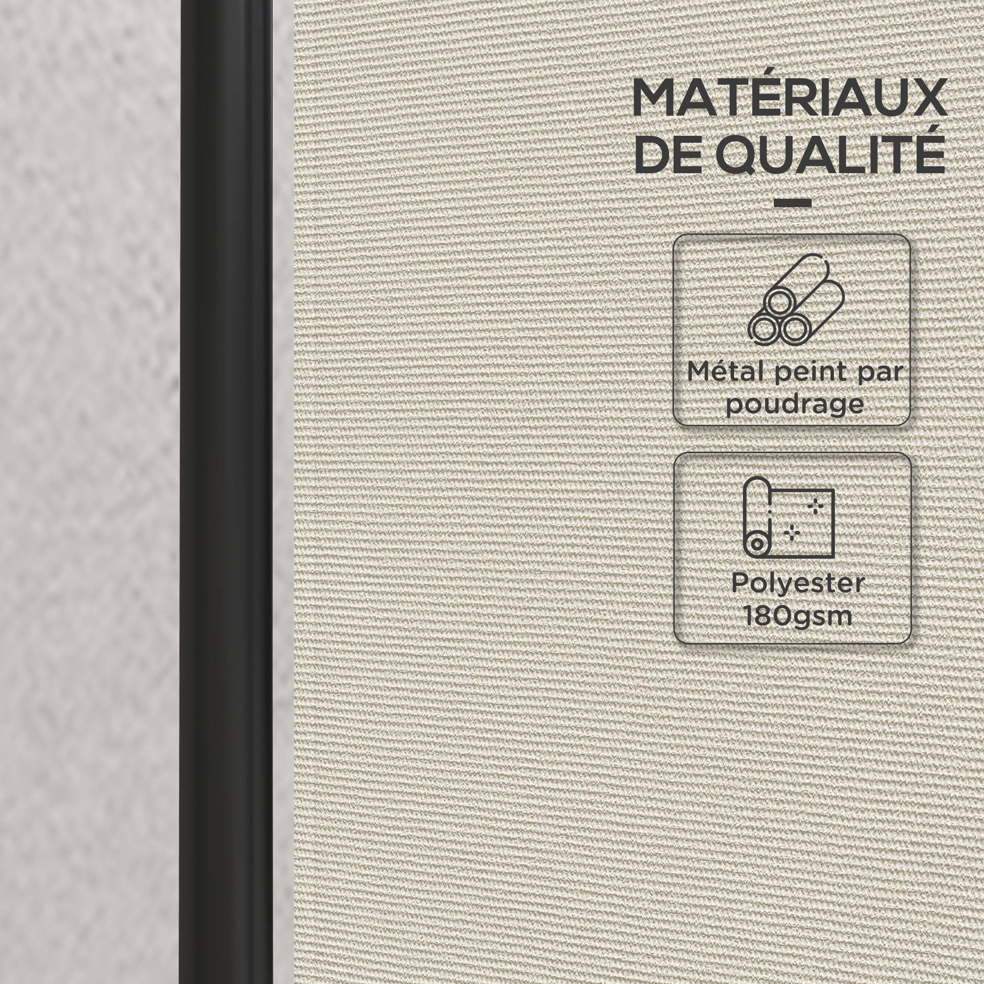 Paravent de jardin métal polyester crème 221 x 50 x 172 cm - PANGIVO - Image 10