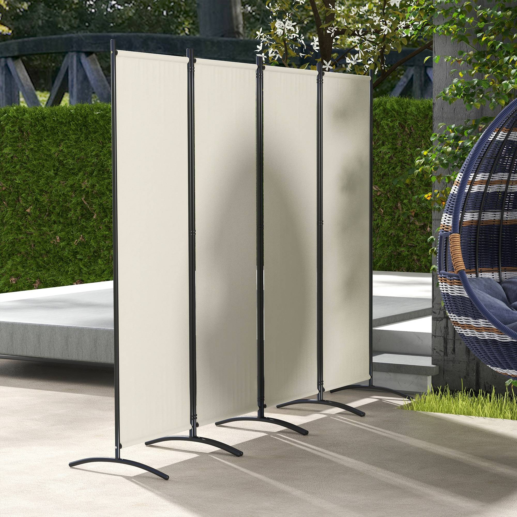 Paravent de jardin métal polyester crème 221 x 50 x 172 cm - PANGIVO - Image 3