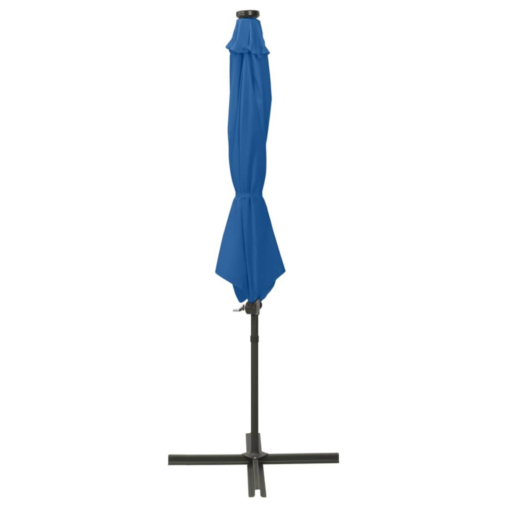 Helloshop26 - Parasol meuble de jardin déporté avec mât et lumières led 300 cm bleu azur - Image 2
