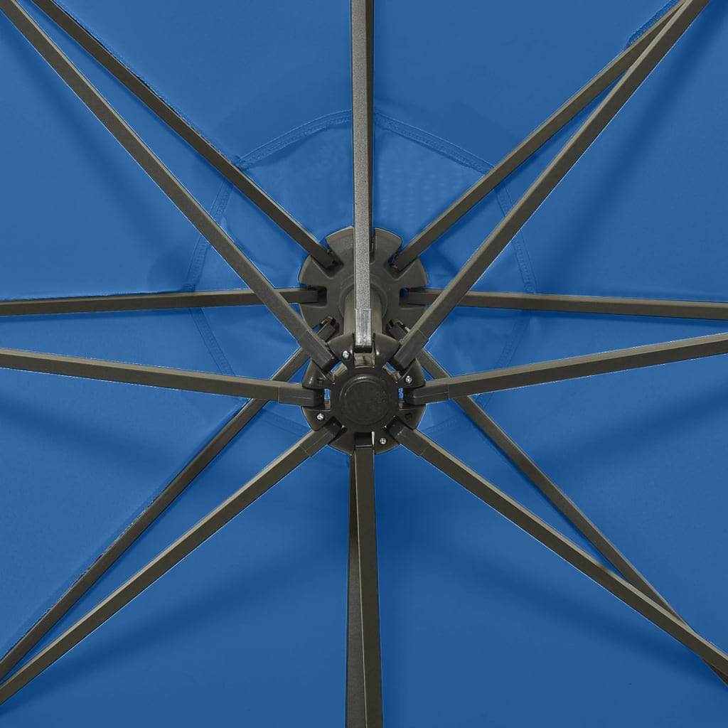Helloshop26 - Parasol meuble de jardin déporté avec mât et lumières led 300 cm bleu azur - Image 7
