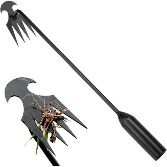 Outils de jardinage-Arrache-mauvaises herbes 4 dents en acier manganèse - Living123 - Image 1
