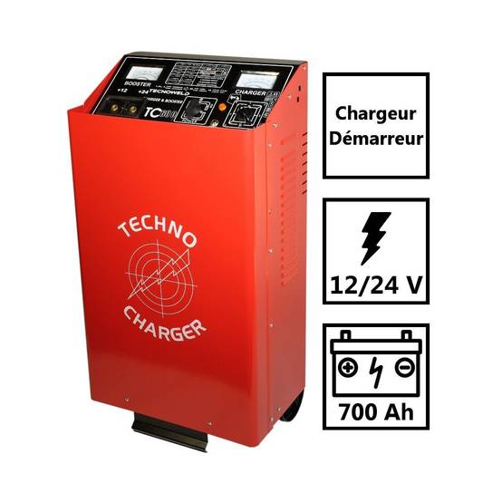 Chargeur démarreur de Batterie 12-24V Charge 89A poids lourds 700 Ah TEC600 TECNOWELD - Image 2