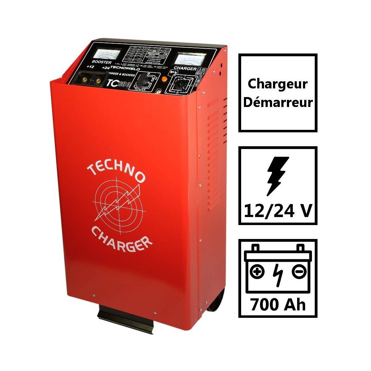 Chargeur démarreur de Batterie 12-24V Charge 89A  poids lourds 700 Ah TEC600 TECNOWELD - Image 2