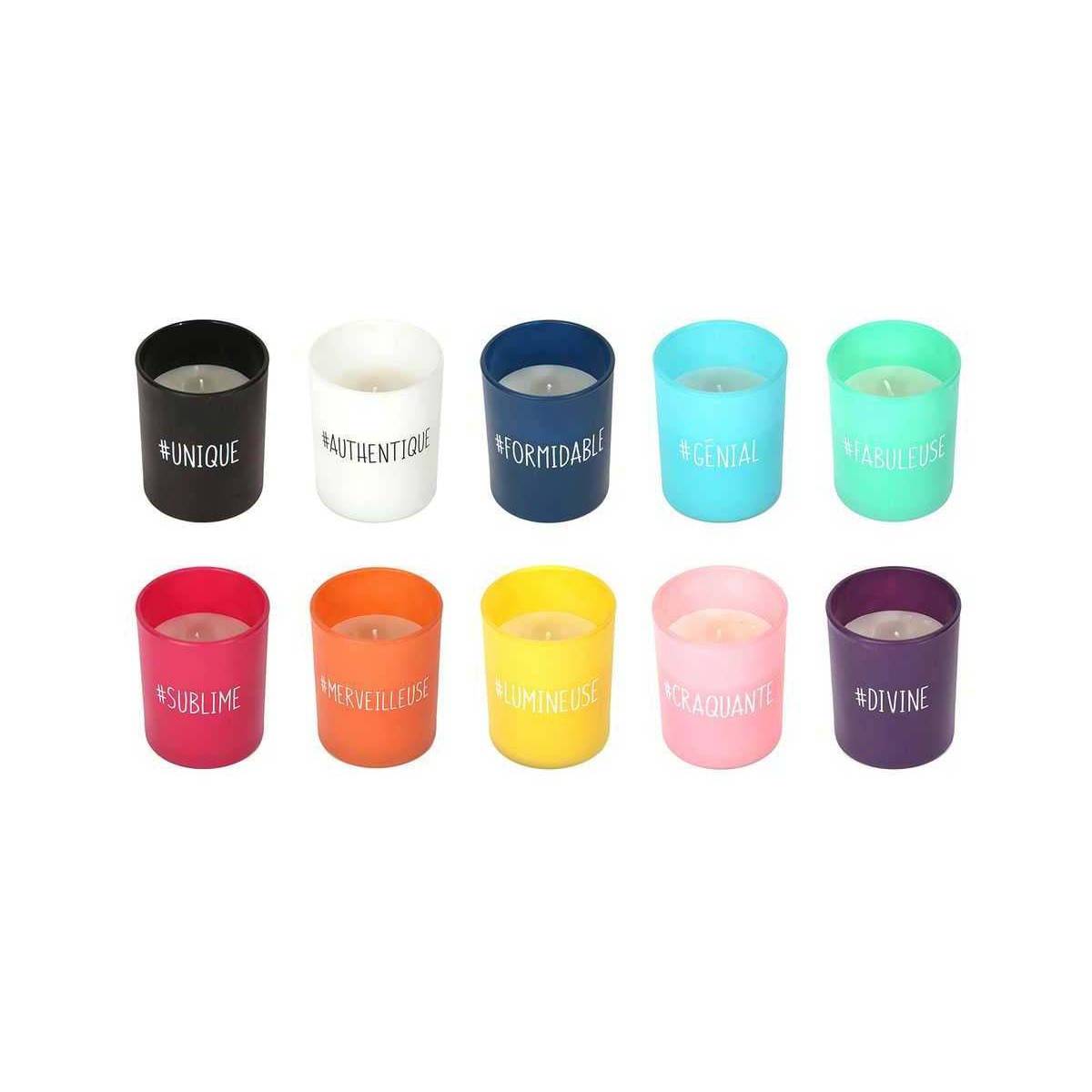 The Home Deco Factory - Bougie parfumée senteur vanille Hashtag 9 cm (Lot de 10) - Image 1