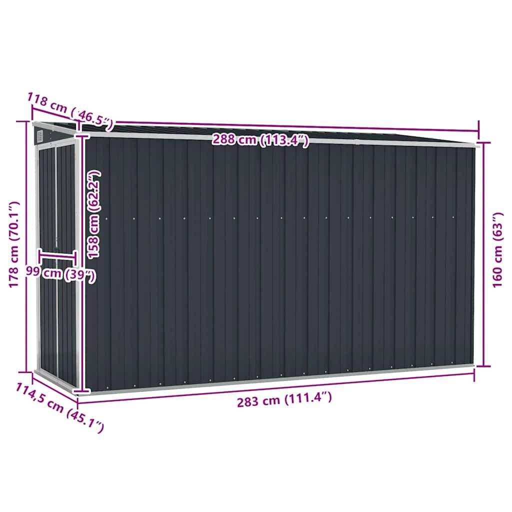 Vidaxl - Abri de jardin mural Anthracite 118x288x178 cm Acier vidaXL 316227 - Image 3