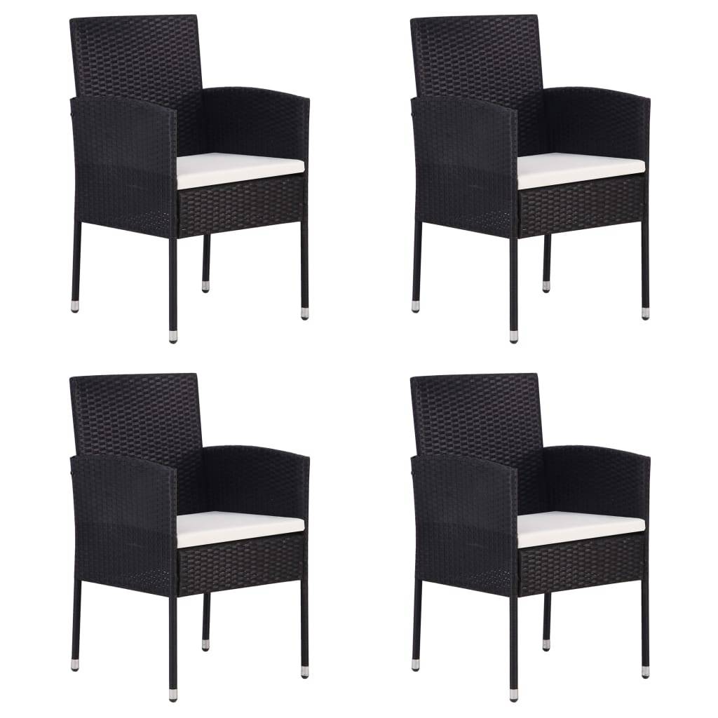 Vidaxl - Chaises de jardin coussins blanc crème 4pcs noir résine tressée vidaXL 318707 - Image 1