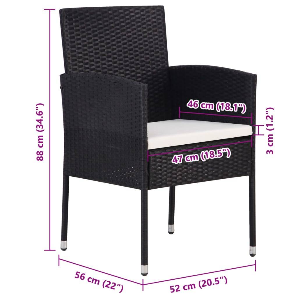 Vidaxl - Chaises de jardin coussins blanc crème 4pcs noir résine tressée vidaXL 318707 - Image 3