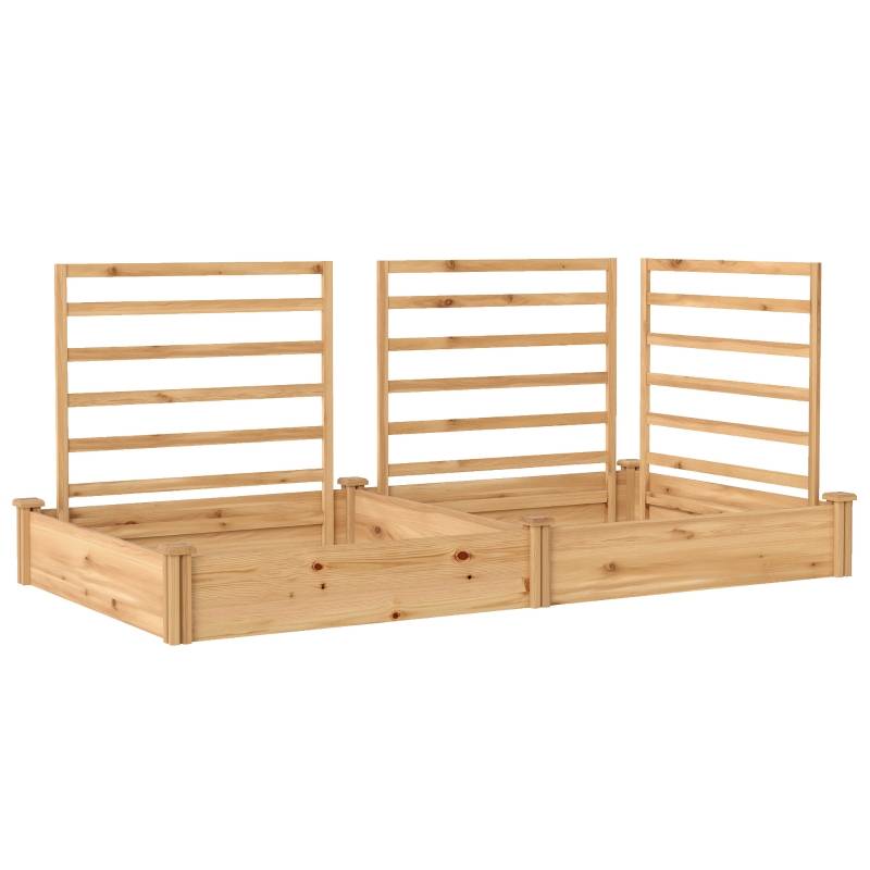 Carré potager treillis bois sapin extérieur 2 bacs plantes grimpantes 240x125x102cm - ComfortXL Outdoor Living - Image 2