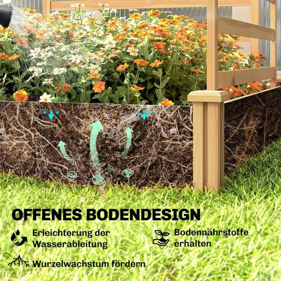 Carré potager treillis bois sapin extérieur 2 bacs plantes grimpantes 240x125x102cm - ComfortXL Outdoor Living - Image 6