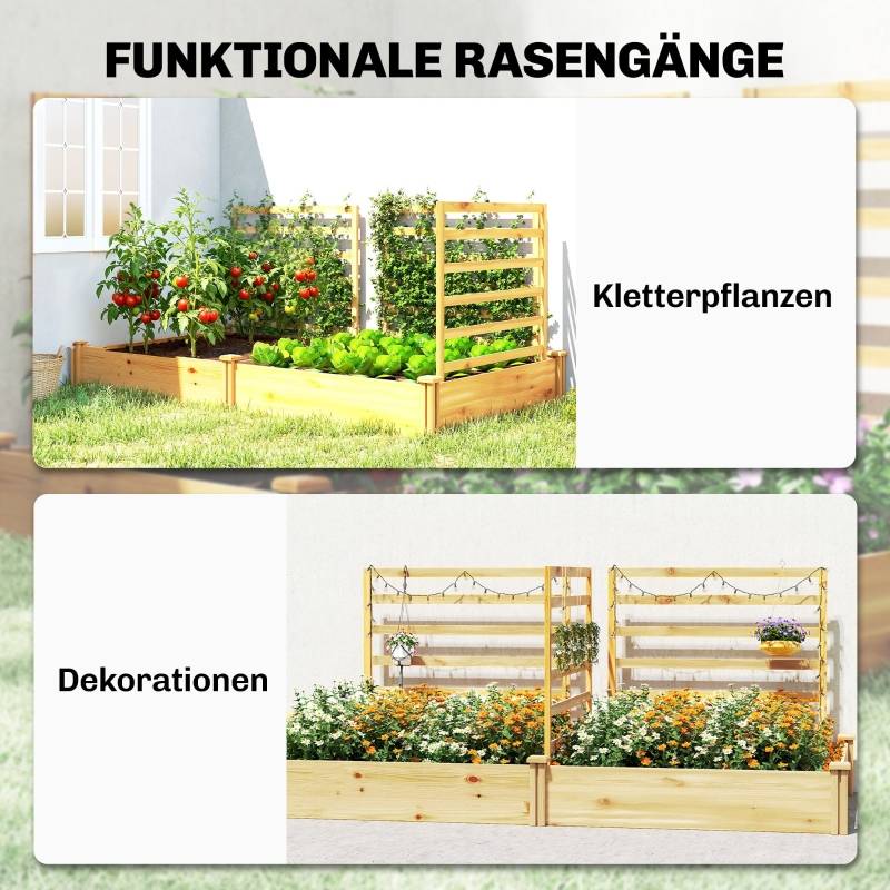 Carré potager treillis bois sapin extérieur 2 bacs plantes grimpantes 240x125x102cm - ComfortXL Outdoor Living - Image 5
