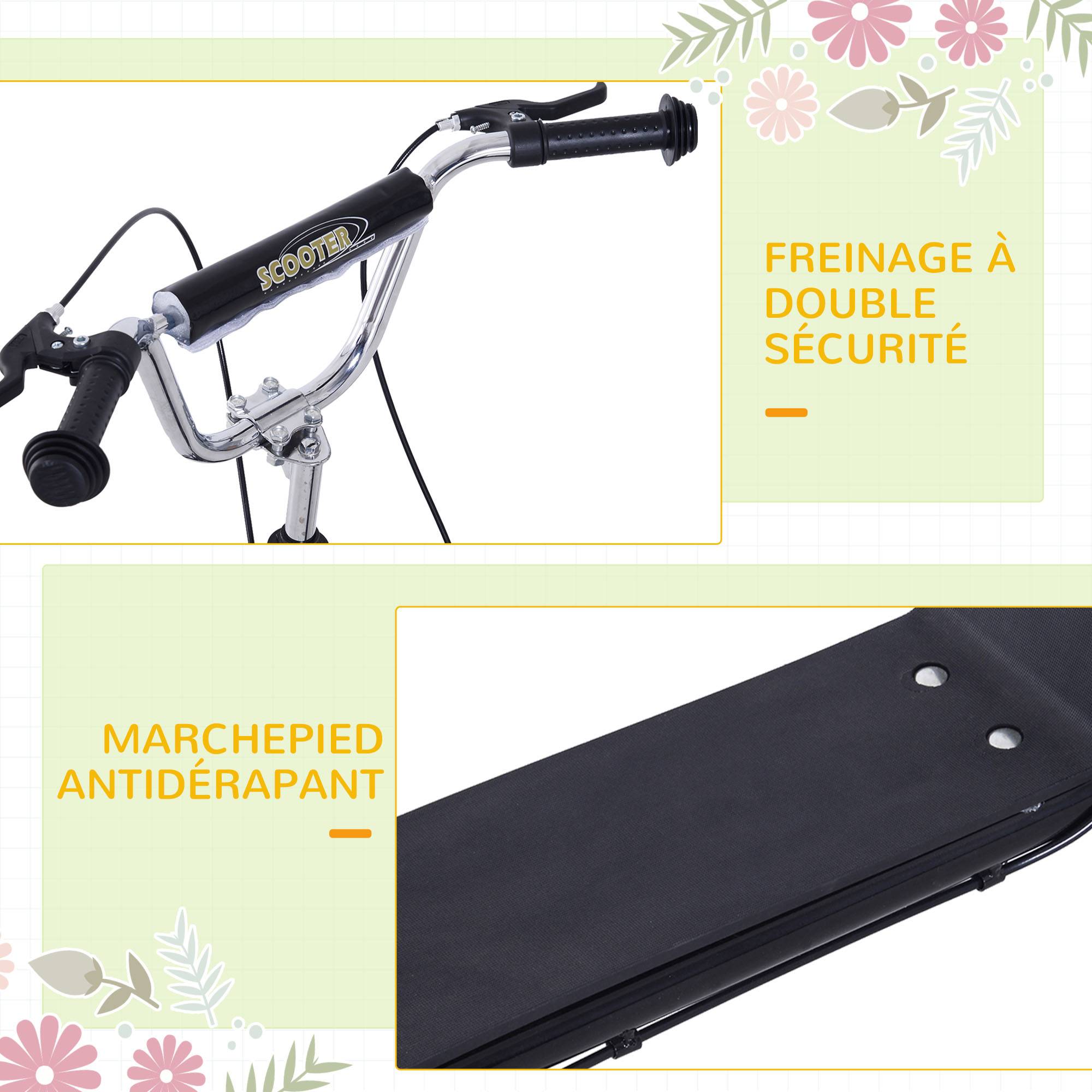 Trottinette patinette Grandes Roues pneumatiques Ø 41 cm Hauteur Guidon réglable béquille pegs Inclus Acier Noir - Image 8