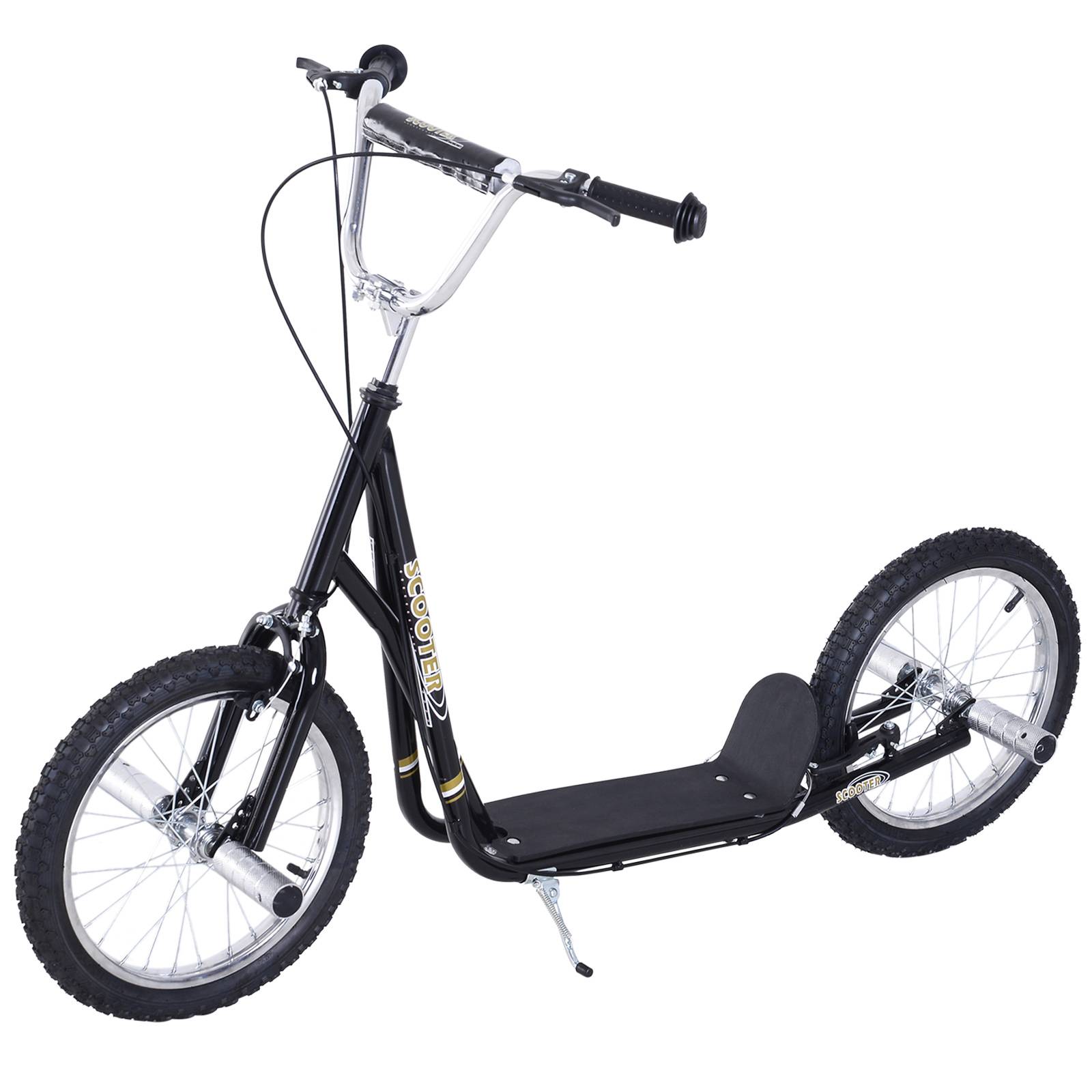 Trottinette patinette Grandes Roues pneumatiques Ø 41 cm Hauteur Guidon réglable béquille pegs Inclus Acier Noir - Image 2