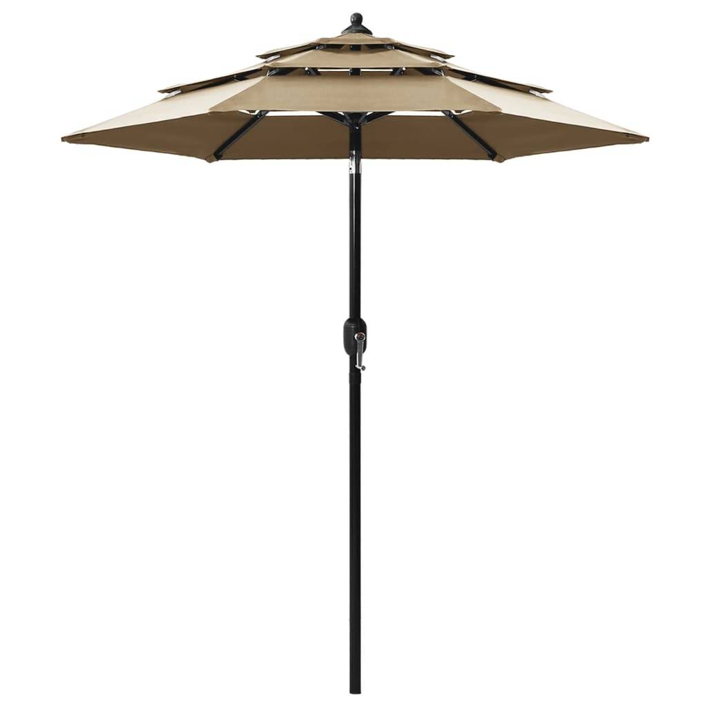 Helloshop26 - Parasol à 3 niveaux avec mât en aluminium 2 m taupe - Image 1