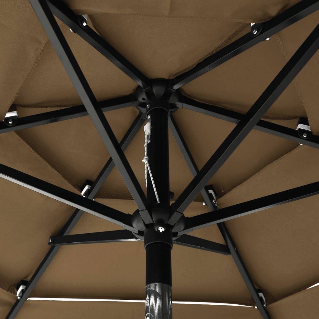 Helloshop26 - Parasol à 3 niveaux avec mât en aluminium 2 m taupe - Image 5
