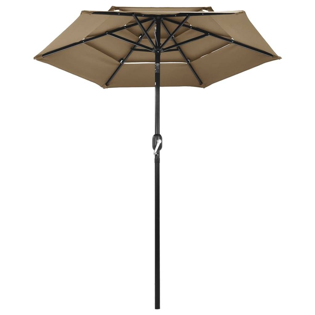 Helloshop26 - Parasol à 3 niveaux avec mât en aluminium 2 m taupe - Image 2