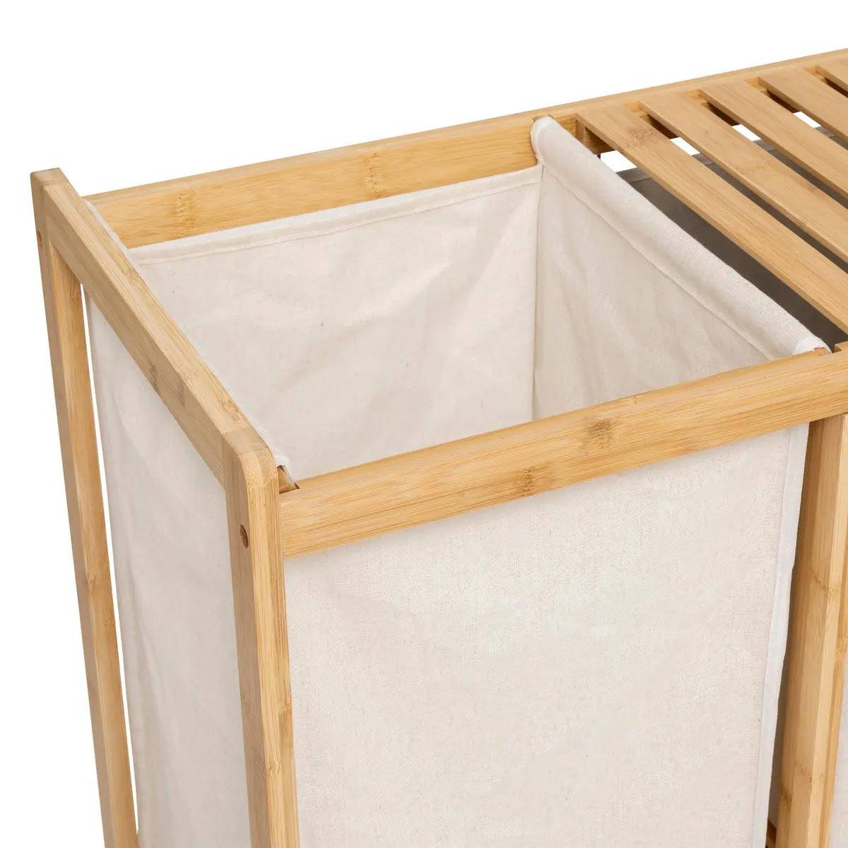 Meuble à Linge 3 Paniers "Tidy" 78cm Naturel - Image 4