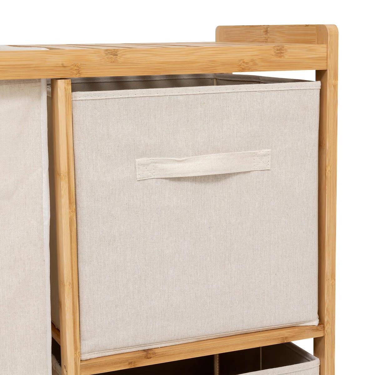 Meuble à Linge 3 Paniers "Tidy" 78cm Naturel - Image 9
