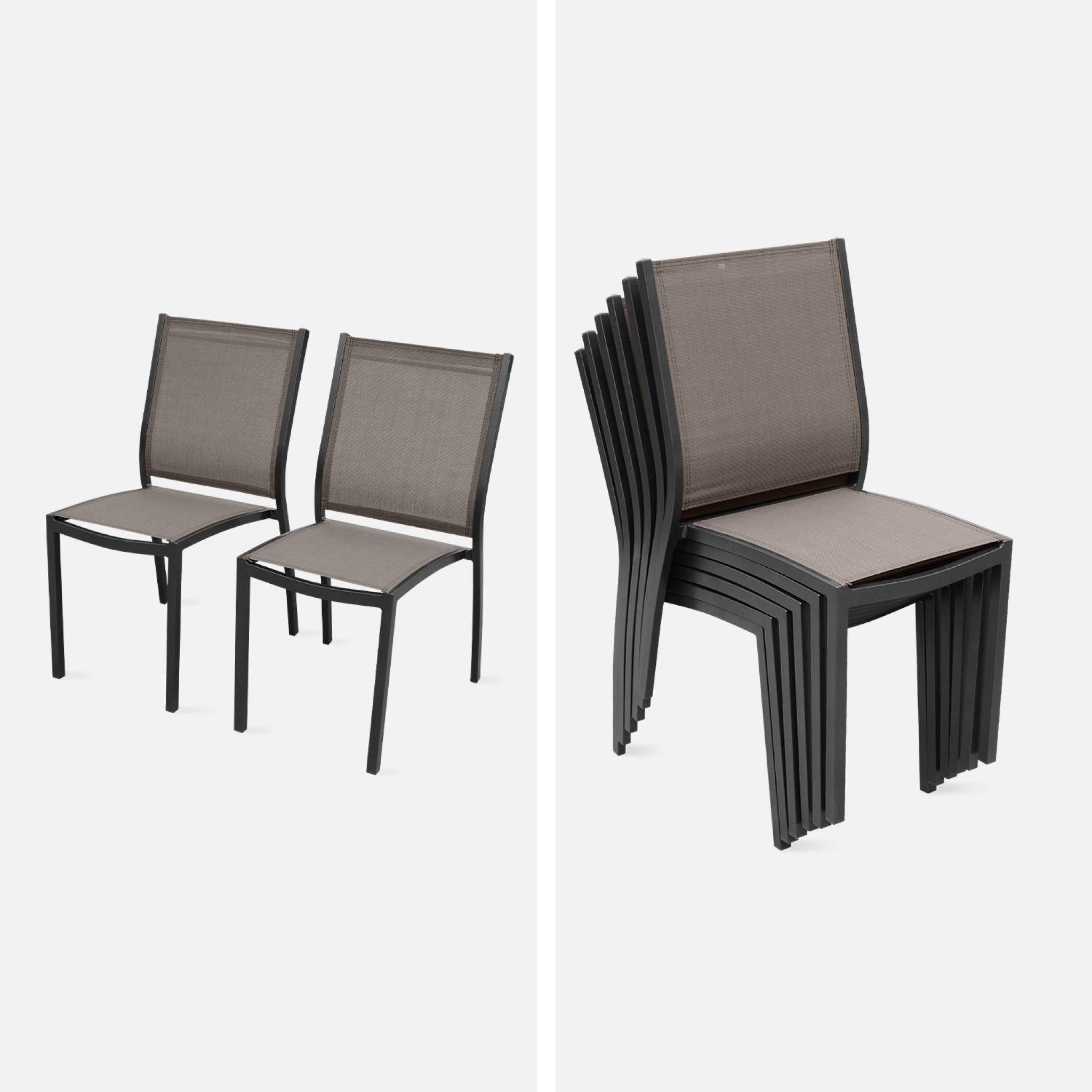 Table de jardin extensible aluminium + 6 assises - Orlando Gris taupe - Table en aluminium 150/210cm. plateau de verre. rallonge et 6 chaises | sweeek - Image 4