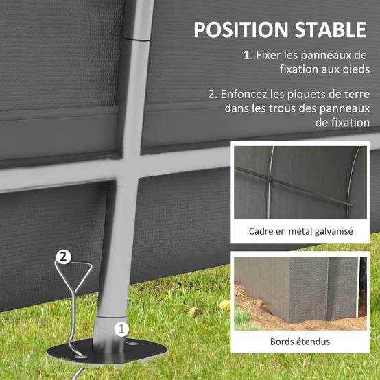 Outsunny - Abri de jardin 2,4x1,6x1,9m rangement extérieur garage vélo bâche PE cadre métal galvanisé gris - Outsunny - Image 7