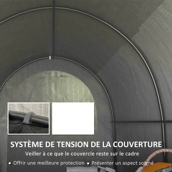 Outsunny - Abri de jardin 2,4x1,6x1,9m rangement extérieur garage vélo bâche PE cadre métal galvanisé gris - Outsunny - Image 9