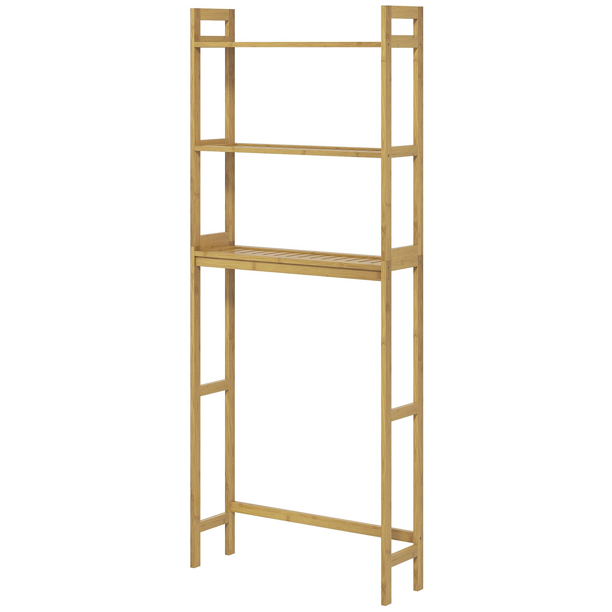 Sans Marque - Étagère salle bain étagère toilette 3 étagères résistante eau 68x20x165 cm naturelle - Image 2