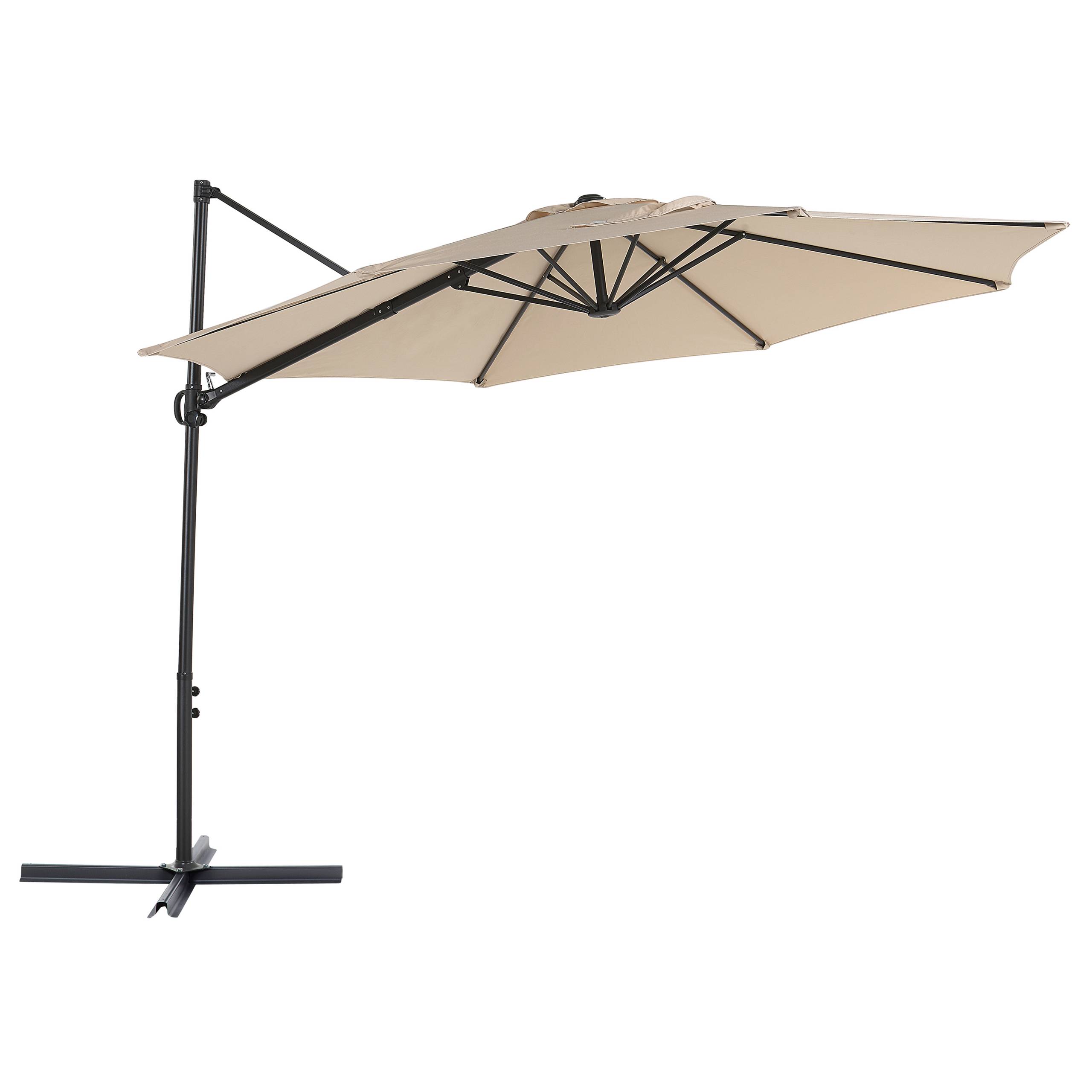 Beliani - Parasol de Jardin Beige en Aluminium et Tissu Polyester ⌀ 2,95 m Octogonal à Manivelle et en Porte-à-Faux Rotation 360° Résistant aux UV - Image 1