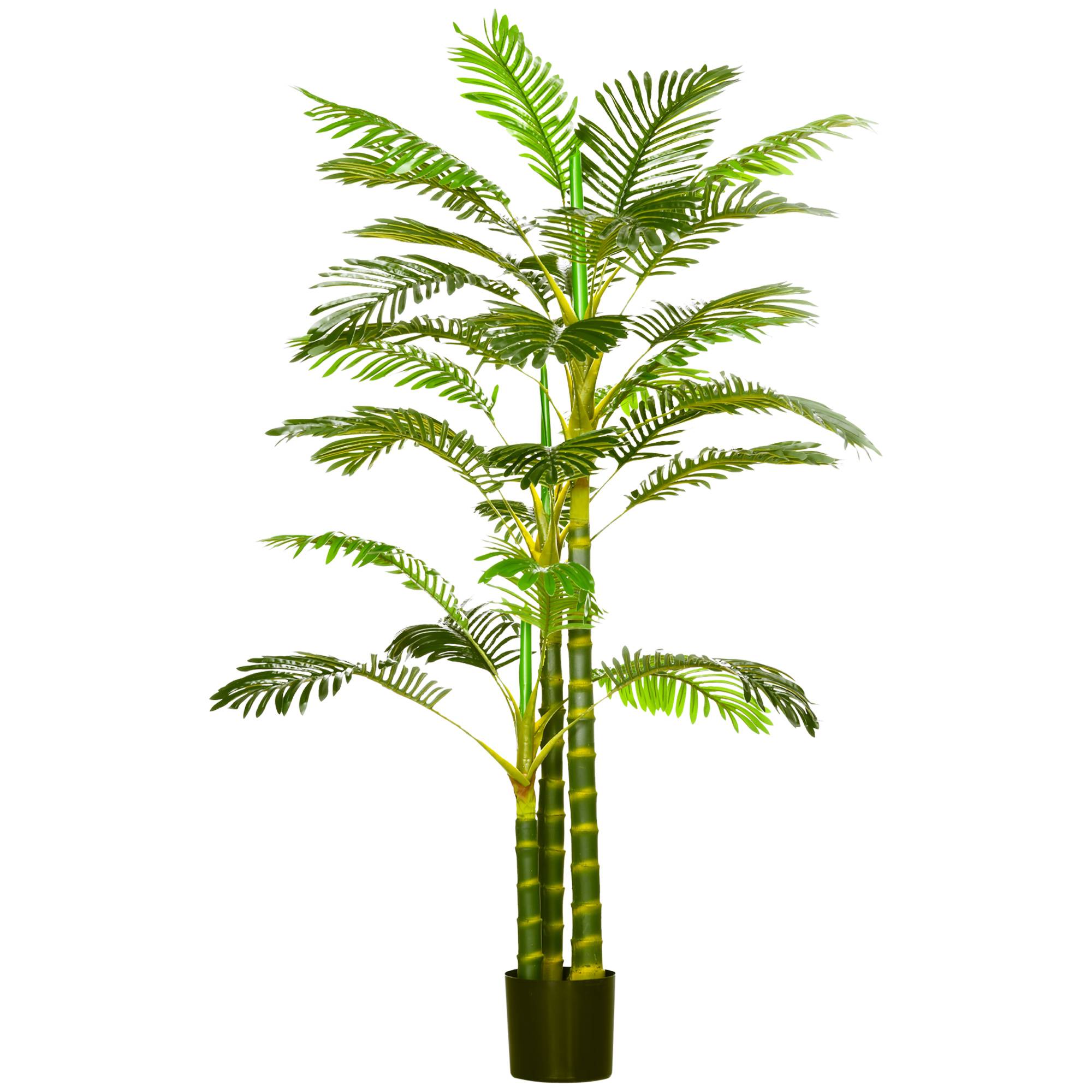 Palmier areca artificiel arbre artificiel hauteur 190 cm avec 30 grandes feuilles en plastique pot inclus - Image 2