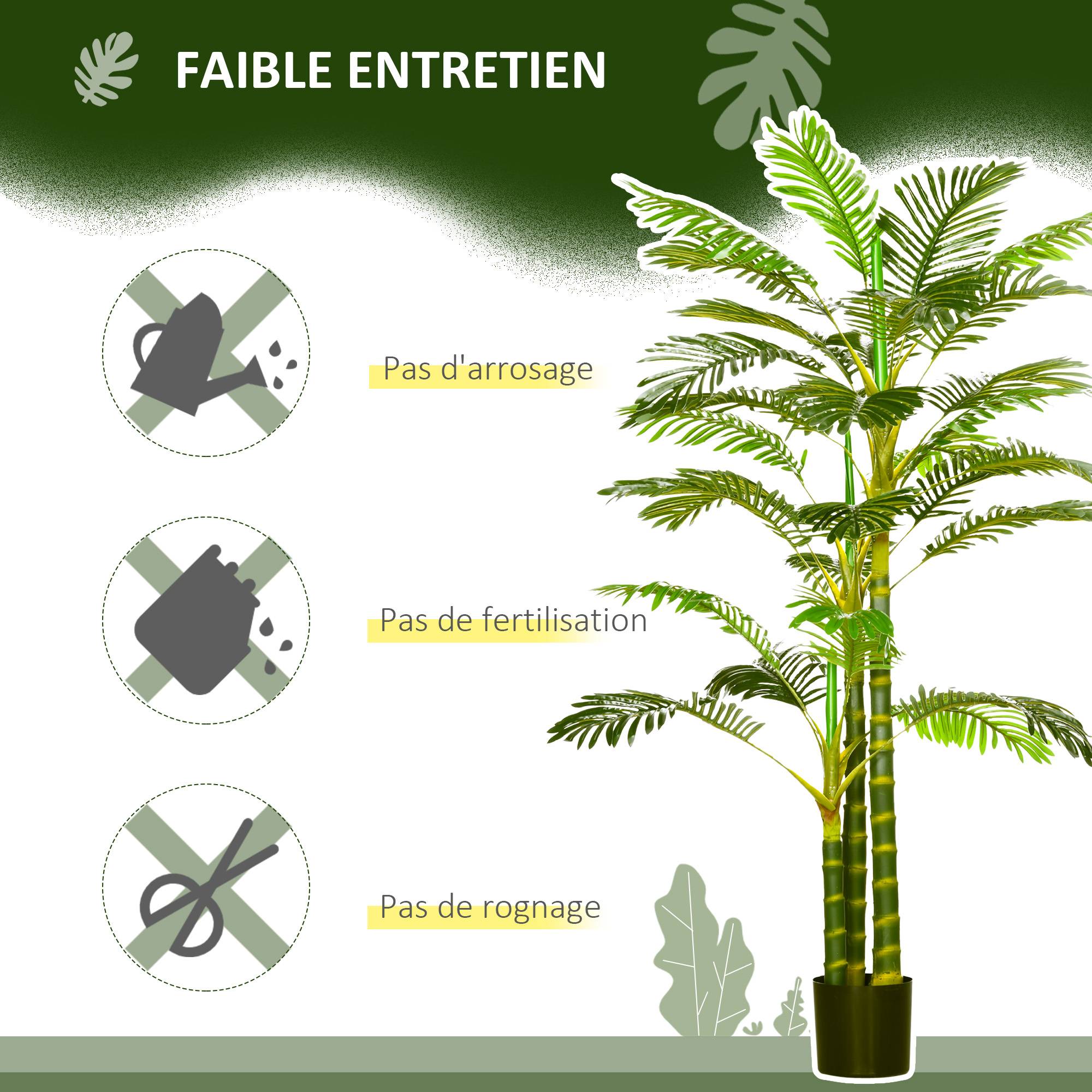 Palmier areca artificiel arbre artificiel hauteur 190 cm avec 30 grandes feuilles en plastique pot inclus - Image 7